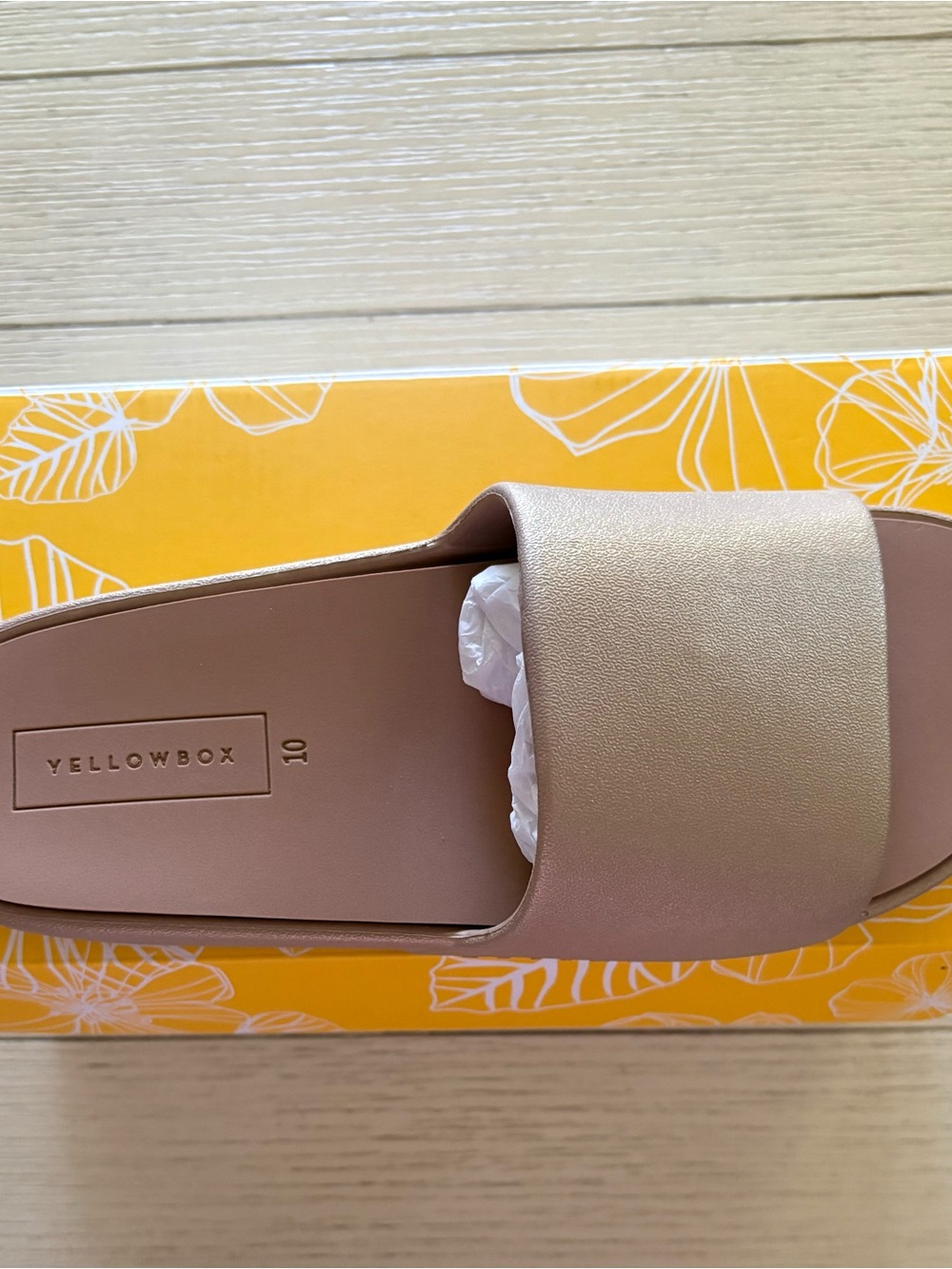 Yellow Box Women's Metallic Slide Sandal - Soft Gold
